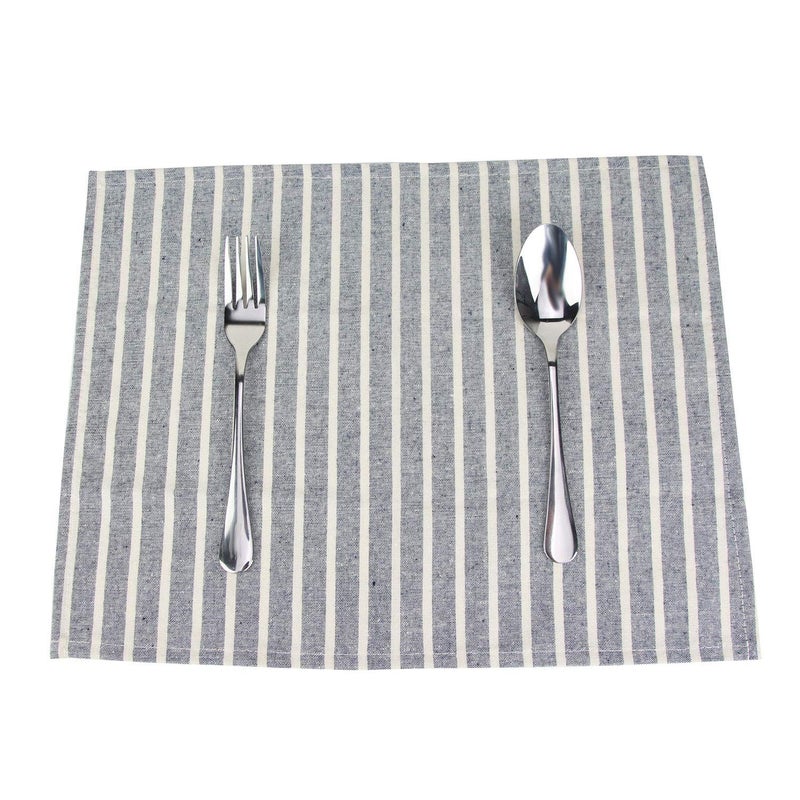 INFEI Broad Striped Cotton Blended Dinner Cloth Napkins - Set of 12 (40 x 30 cm) - for Events & Home Use (Navy) - Image 4